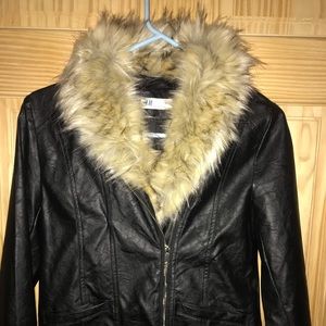 H&M girls jacket with faux fur lining